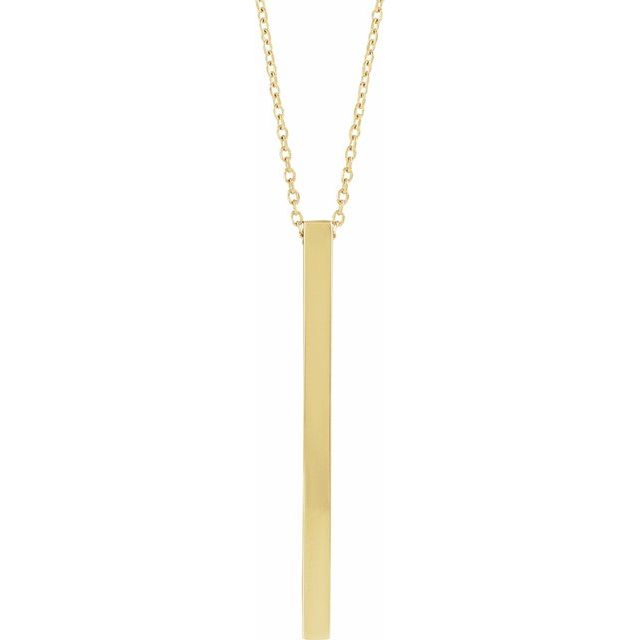 14K Rose Engravable Four-Sided Bar 16-18&quot; Necklace