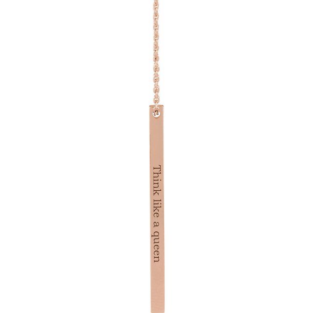 14K Rose Engravable Four-Sided Bar 16-18&quot; Necklace