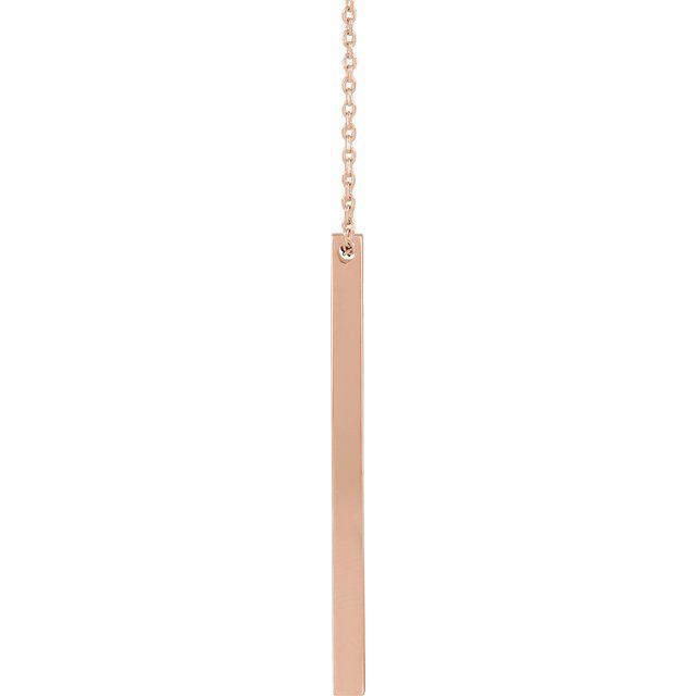 14K Rose Engravable Four-Sided Bar 16-18&quot; Necklace