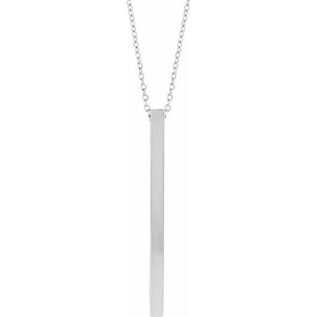 14K Rose Engravable Four-Sided Bar 16-18&quot; Necklace