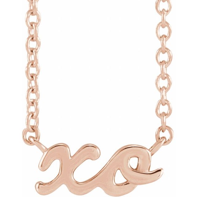 14K Rose Script &quot;XO&quot; 16&quot; Necklace