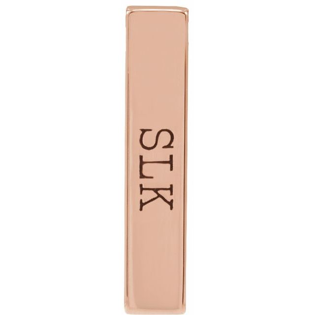 14K Rose Engravable Four-Sided Bar Pendant