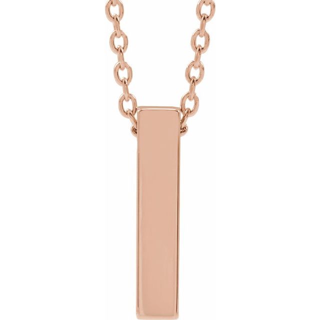 14K Rose Engravable Four-Sided Bar 16-18&quot; Necklace