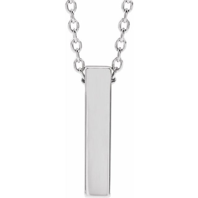 14K Rose Engravable Four-Sided Bar 16-18&quot; Necklace
