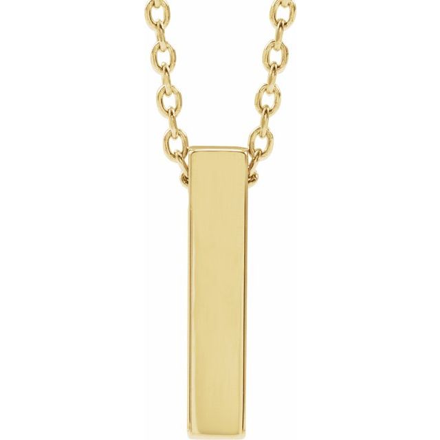 14K Rose Engravable Four-Sided Bar 16-18&quot; Necklace