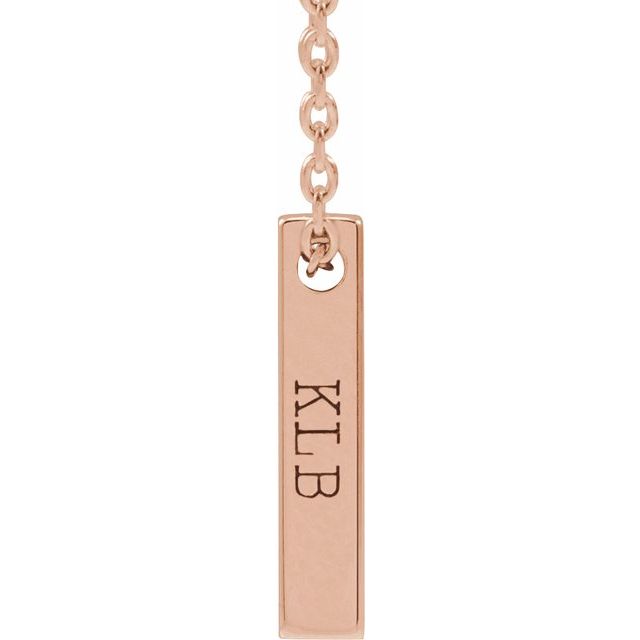 14K Rose Engravable Four-Sided Bar 16-18&quot; Necklace