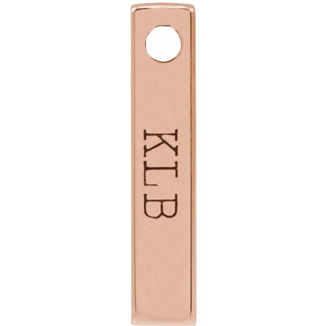 14K Rose Engravable Four-Sided Bar Pendant