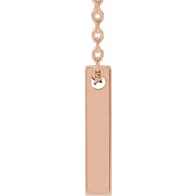 14K Rose Engravable Four-Sided Bar 16-18&quot; Necklace