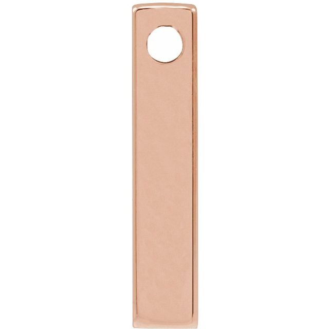 14K Rose Engravable Four-Sided Bar Pendant