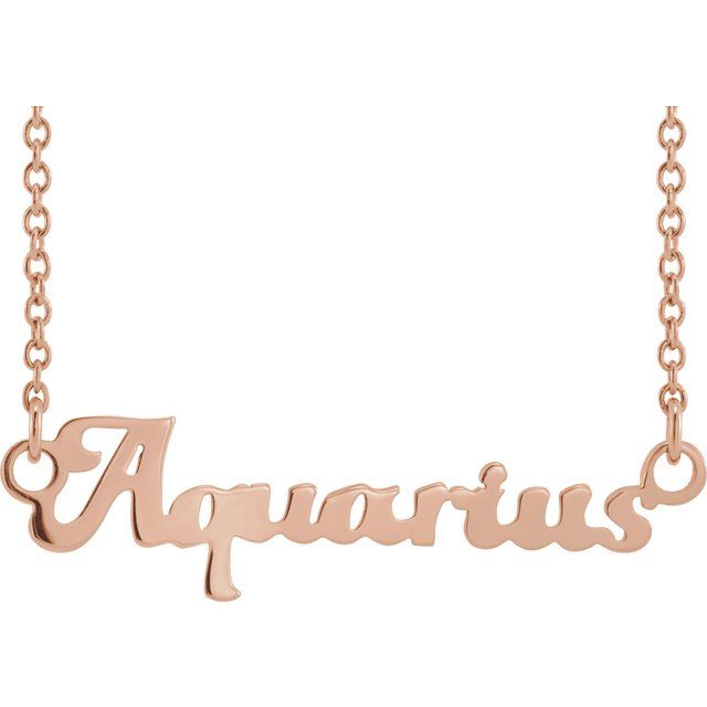14K Rose Aquarius Zodiac 18&quot; Necklace