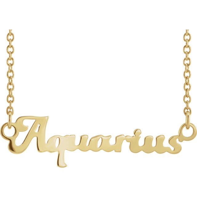14K Rose Aquarius Zodiac 18&quot; Necklace