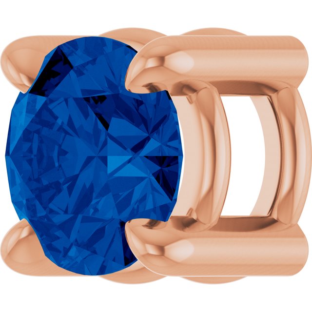 14K Rose  Lab-Grown Blue Sapphire Pendant