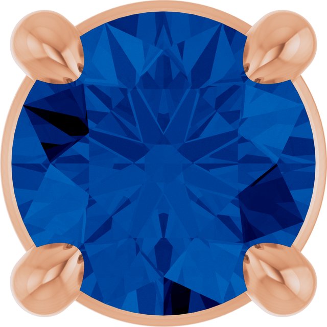 14K Rose  Lab-Grown Blue Sapphire Pendant