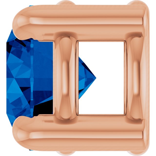 14K Rose  Lab-Grown Blue Sapphire Pendant