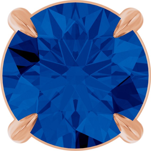 14K Rose  Lab-Grown Blue Sapphire Pendant