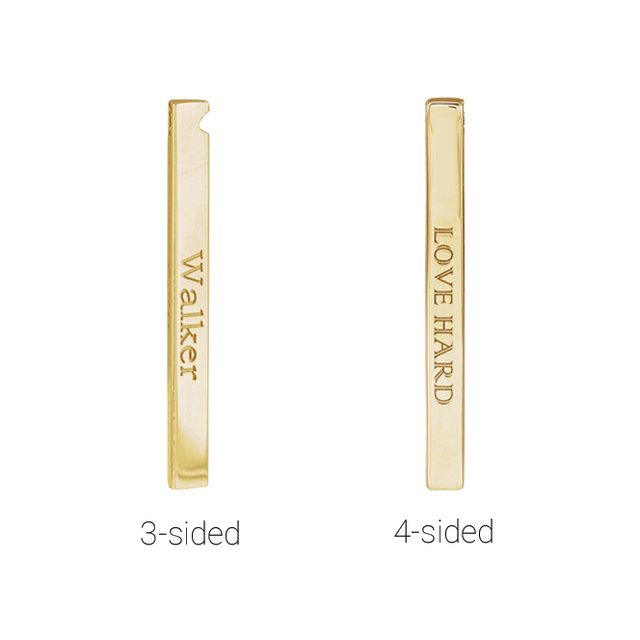 14K Rose Engravable Four-Sided Bar 16-18&quot; Necklace