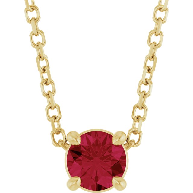 14K Rose  Lab-Grown Ruby 16-18&quot; Necklace