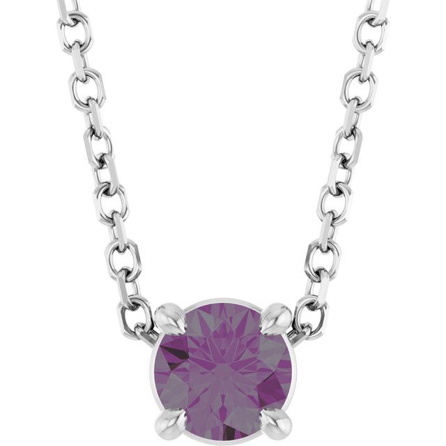 14K Rose  Lab-Grown Alexandrite 16-18&quot; Necklace