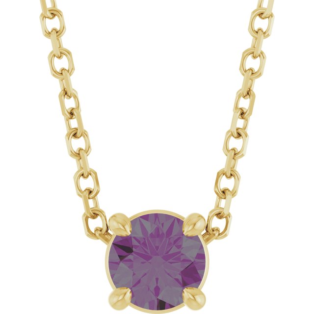 14K Rose  Lab-Grown Alexandrite 16-18&quot; Necklace