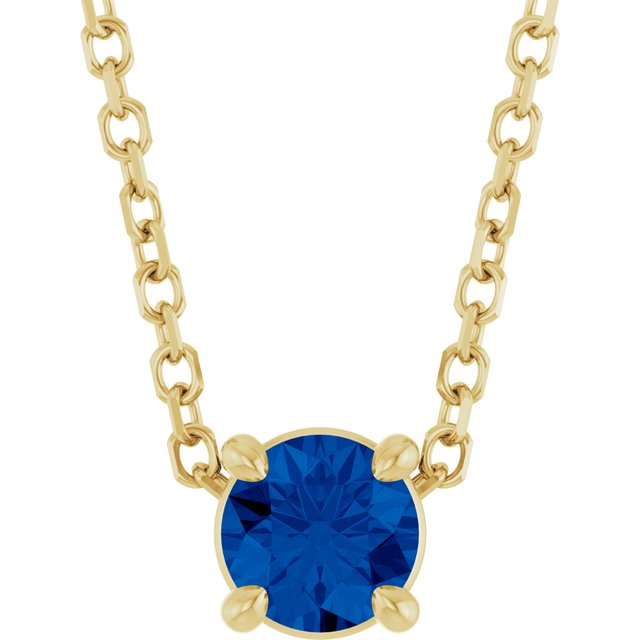 14K Rose  Lab-Grown Blue Sapphire 16-18&quot; Necklace