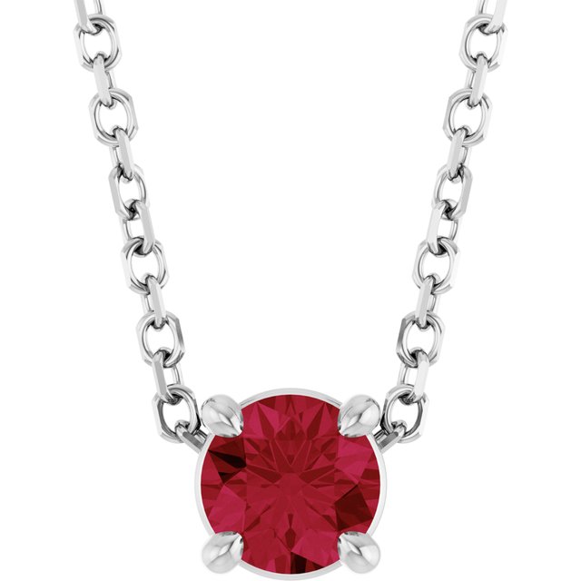 14K Rose  Lab-Grown Ruby 16-18&quot; Necklace