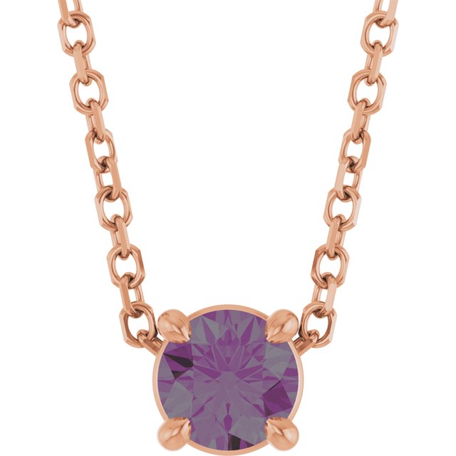 14K Rose  Lab-Grown Alexandrite 16-18&quot; Necklace
