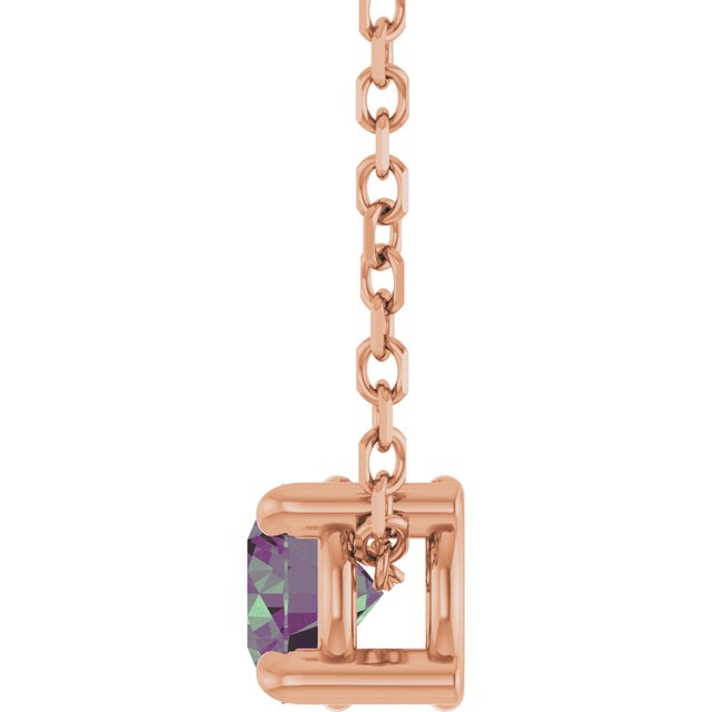 14K Rose  Lab-Grown Alexandrite 16-18&quot; Necklace