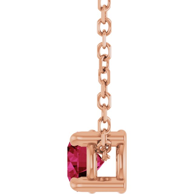 14K Rose  Lab-Grown Ruby 16-18&quot; Necklace