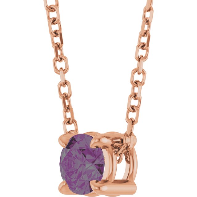 14K Rose  Lab-Grown Alexandrite 16-18&quot; Necklace