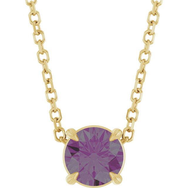 14K Rose  Lab-Grown Alexandrite 16-18&quot; Necklace