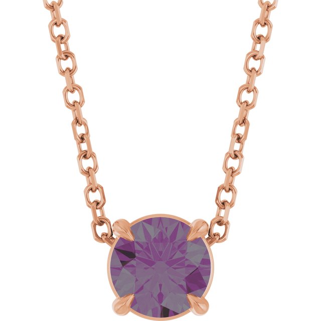 14K Rose  Lab-Grown Alexandrite 16-18&quot; Necklace