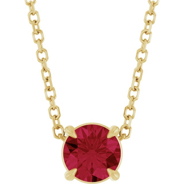 14K Rose  Lab-Grown Ruby 16-18&quot; Necklace