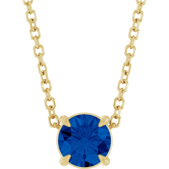 14K Rose  Lab-Grown Blue Sapphire 16-18&quot; Necklace
