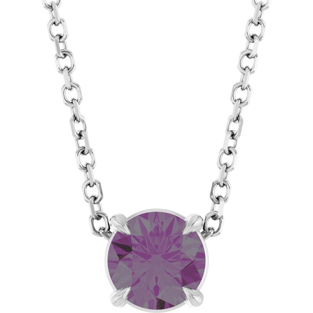 14K Rose  Lab-Grown Alexandrite 16-18&quot; Necklace