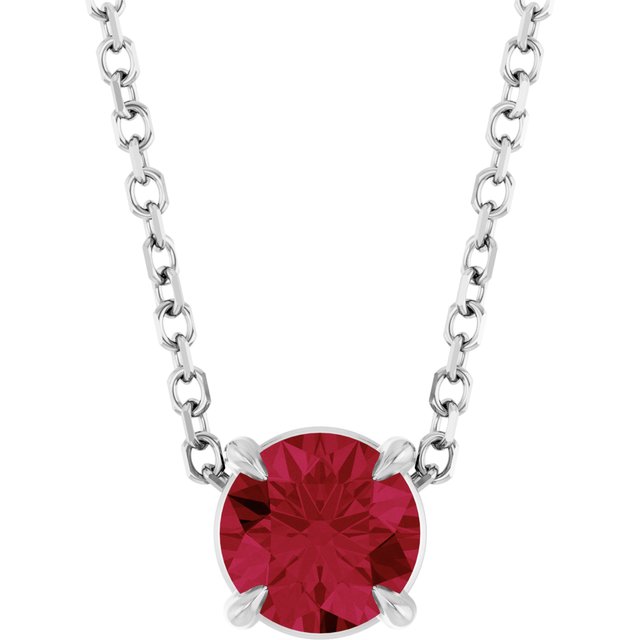 14K Rose  Lab-Grown Ruby 16-18&quot; Necklace