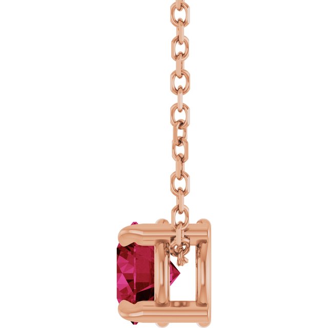 14K Rose  Lab-Grown Ruby 16-18&quot; Necklace