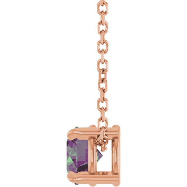 14K Rose  Lab-Grown Alexandrite 16-18&quot; Necklace
