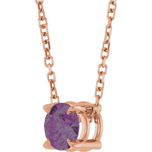 14K Rose  Lab-Grown Alexandrite 16-18&quot; Necklace
