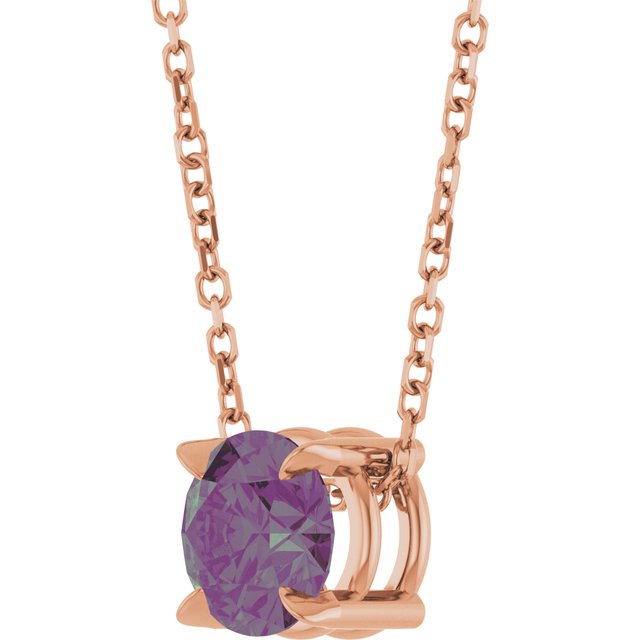 14K Rose  Lab-Grown Alexandrite 16-18&quot; Necklace