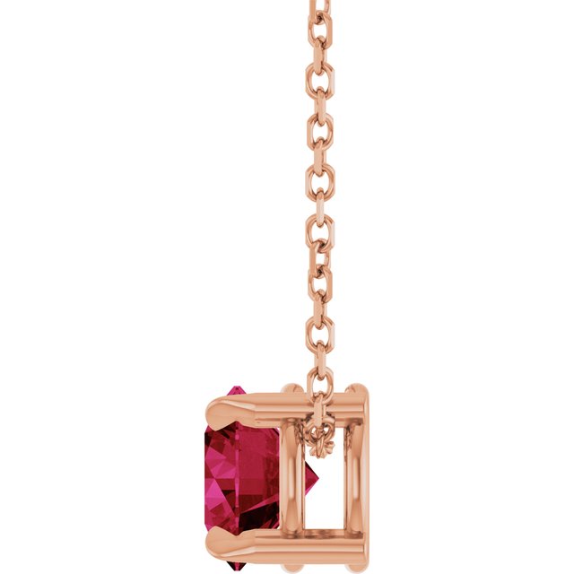 14K Rose  Lab-Grown Ruby 16-18&quot; Necklace
