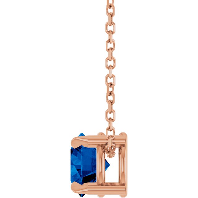14K Rose  Lab-Grown Blue Sapphire 16-18&quot; Necklace