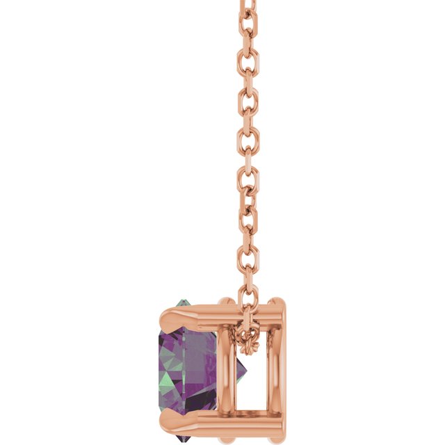 14K Rose  Lab-Grown Alexandrite 16-18&quot; Necklace