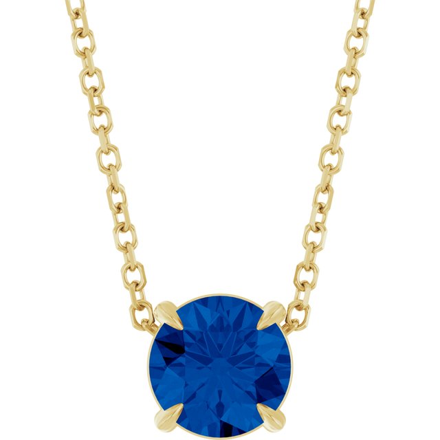 14K Rose  Lab-Grown Blue Sapphire 16-18&quot; Necklace