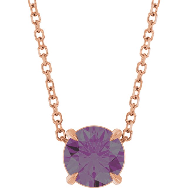 14K Rose  Lab-Grown Alexandrite 16-18&quot; Necklace
