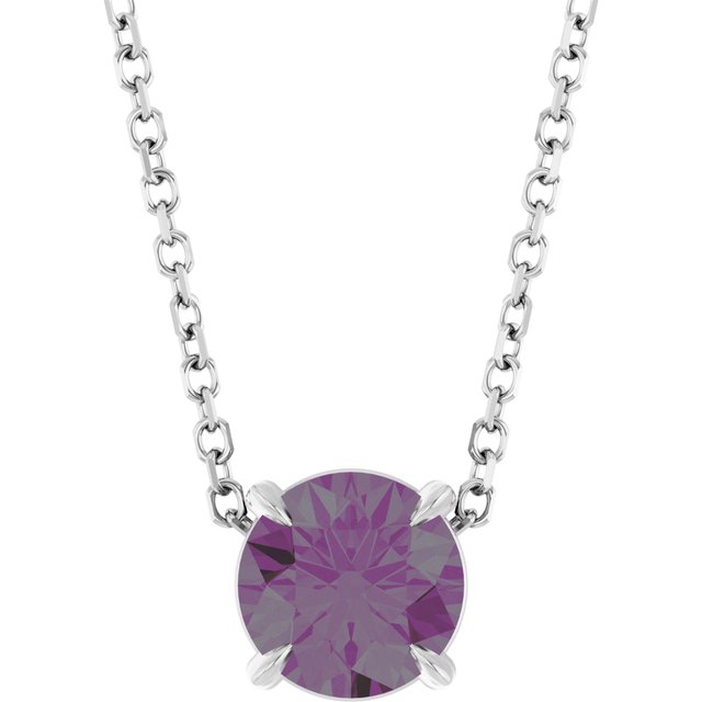 14K Rose  Lab-Grown Alexandrite 16-18&quot; Necklace