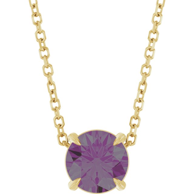 14K Rose  Lab-Grown Alexandrite 16-18&quot; Necklace