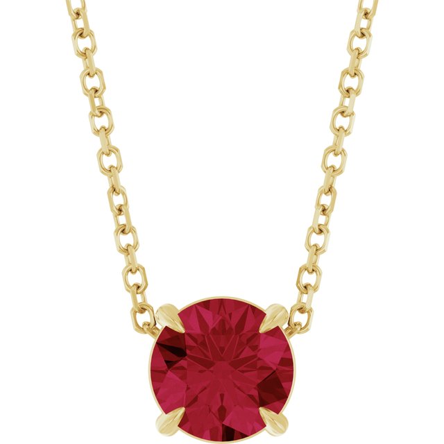 14K Rose  Lab-Grown Ruby 16-18&quot; Necklace