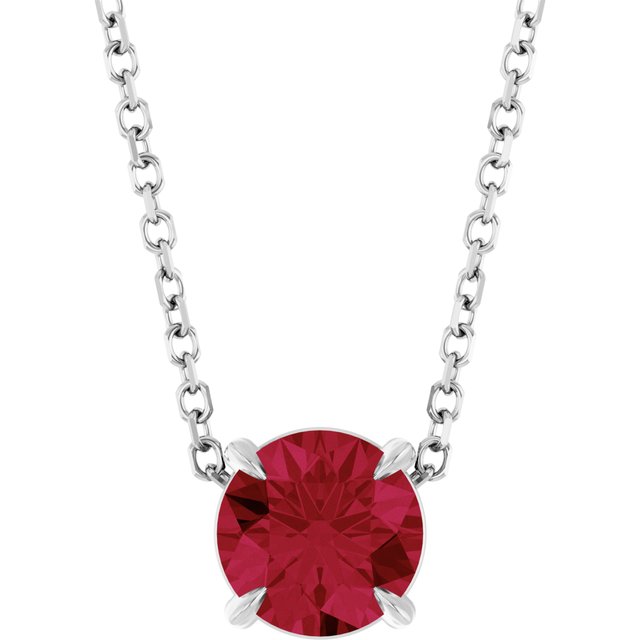 14K Rose  Lab-Grown Ruby 16-18&quot; Necklace