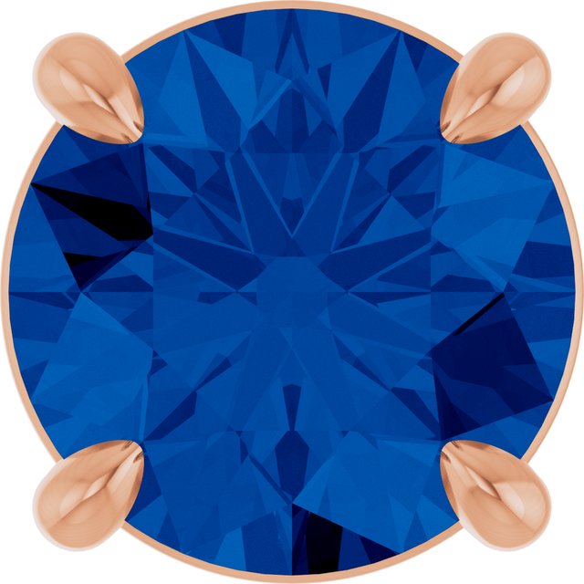 14K Rose  Lab-Grown Blue Sapphire Pendant