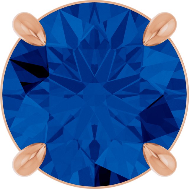14K Rose  Lab-Grown Blue Sapphire Pendant